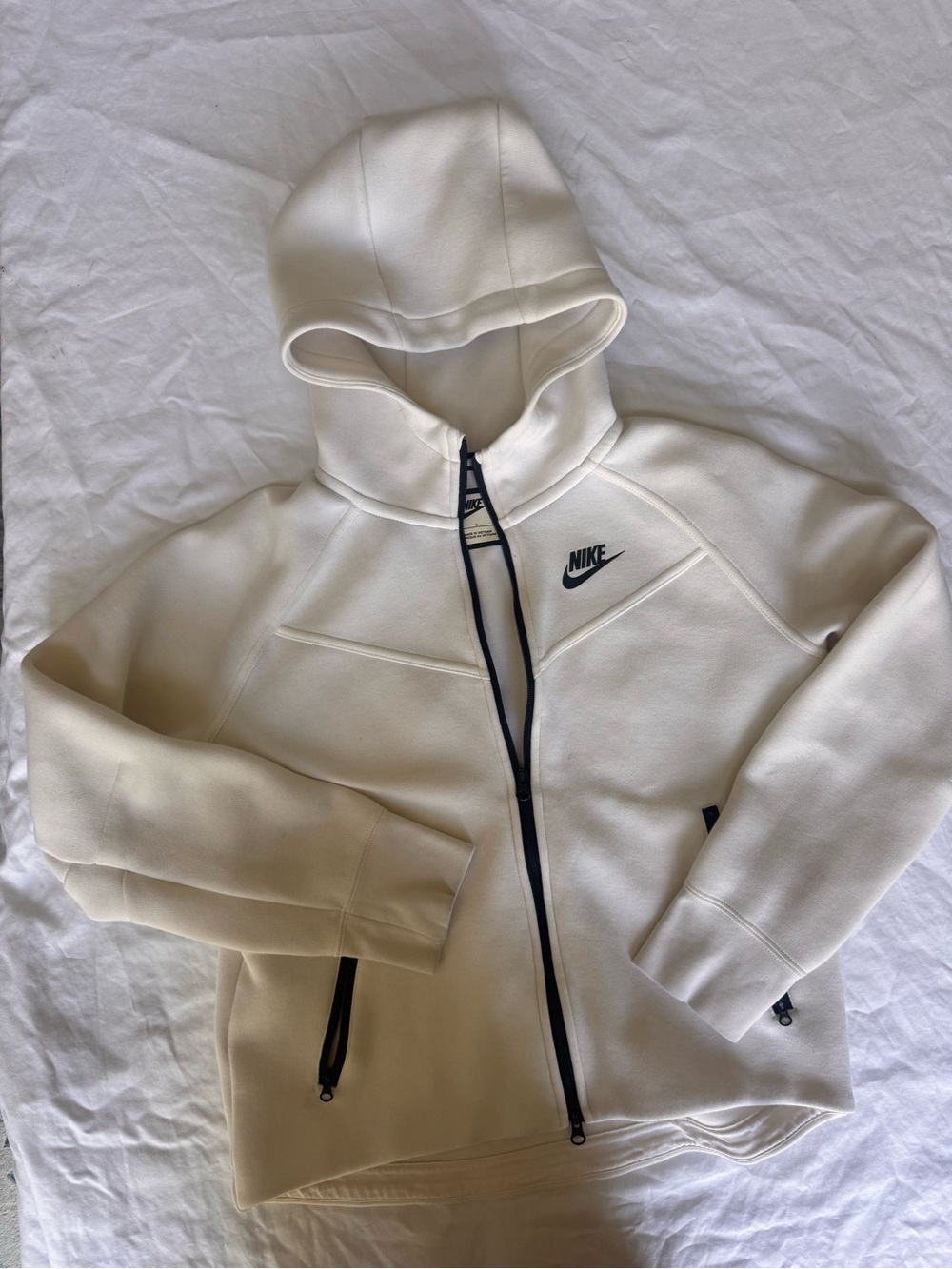 Nike Tech Cream Hoodie with Black Logo Trim